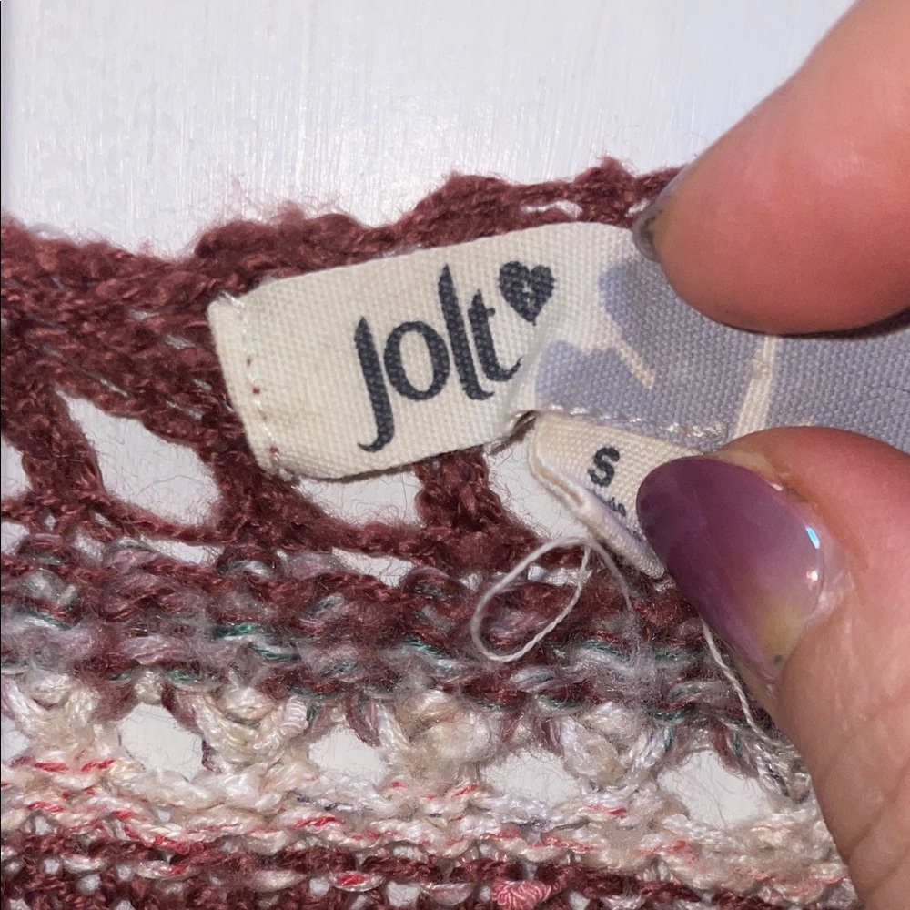 Jolt Maroon and Cream Long Knit Cardigan - Picture 8 of 8